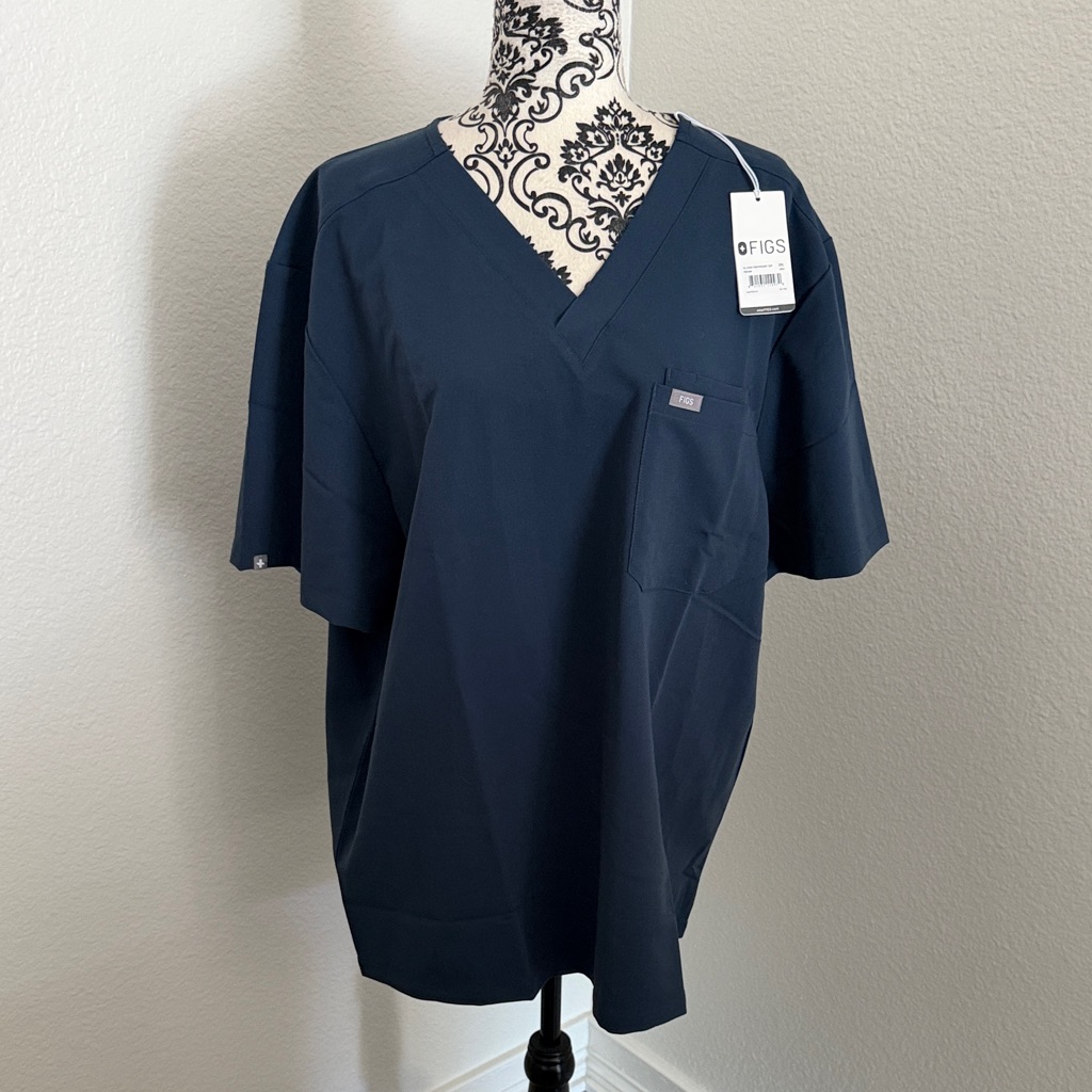 Nwt Figs Men's Leon Two Pocket Deep Blue V-Neck Shirt Size 2x